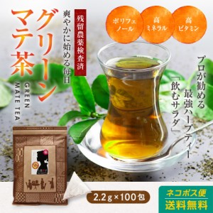 【19日迄！感謝祭開催中】マテ茶(グリーンマテ茶）ティーパック バッグ 2.2g×100包 送料無料 飲むサラダ ハーブティー 健康茶 美容 ダイ