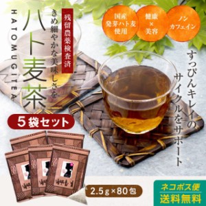 (5袋セット)はと麦茶 国産 発芽はと麦茶 ティーバッグ(パック) 200g(2.5g×80包) 水出し可 ハトムギ茶 鳩麦茶 はとむぎ茶 ハト麦茶 残留