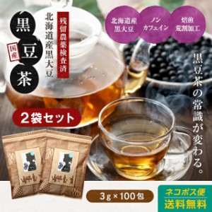 (2袋セット)黒豆茶 ティーパック 国産 北海道産(国産黒大豆)100％ 3g×100包 ノンカフェイン 送料無料 水出し 無添加 ティーバッグ