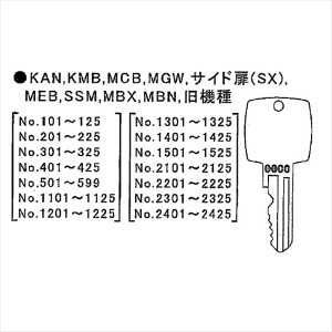 イナバ物置 物置用 スペアキー KAN、KMB、MCB、MGW、サイド扉（SX)、MEB、SSM、MBX、MB