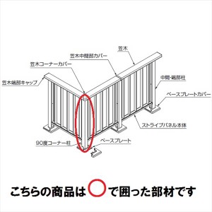 リクシル 樹ら楽ステージ モダンデッキフェンス 柱部材 ベース仕様 90°コーナー柱 T08 『リクシル』 『