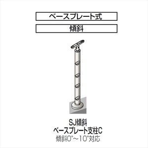 四国化成　手すり　セイフティビーム　SU型/SJ型　ビームタイプ　ビーム4段用　ベースプレート式　傾斜　支柱C