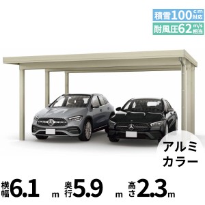 全国配送 YKK YKKAP ジーポート Pro GR3000タイプ カーポート 2台用 横材なし 明かり取り