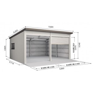 受注生産品 ヨド倉庫 SOBU-5857MD 基本棟 ベタ基礎仕様 豪雪型 ブラウニー