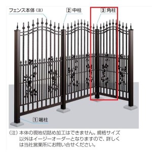 YKK シャローネフェンス用 角柱 T140 フォレストグリーン