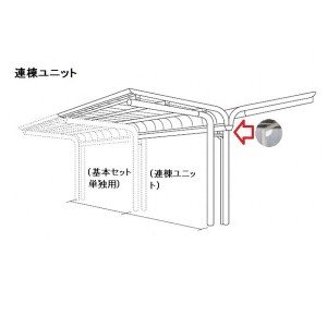 四国化成 サイクルポート V-R オープンタイプ 照明付き仕様 Y合掌タイプ 連棟ユニット 積雪20cm 標準