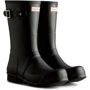 長靴 メンズ MENS ORIGINAL SHORT HUNTER TRI COLOUR LOGO BACKSTRAP BOOT BLACK  