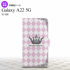 SC-56B Galaxy A22 手帳型スマホケース カバー 王冠 ピンク  nk-004s-a22-dr1451