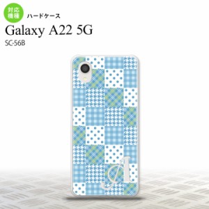 SC-56B Galaxy A22 スマホケース ハードケース パッチワーク 水色 +アルファベット メンズ レディース nk-a22-1064i