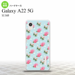 SC-56B Galaxy A22 スマホケース ハードケース 花柄 バラ ドット 水色 +アルファベット メンズ レディース nk-a22-241i