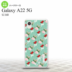 SC-56B Galaxy A22 スマホケース ハードケース 花柄 バラ リボン ターコイズ +アルファベット メンズ レディース nk-a22-244i