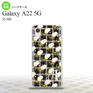 SC-56B Galaxy A22 スマホケース ハードケース 花柄 バラ チェック 黒 +アルファベット メンズ レディース nk-a22-253i