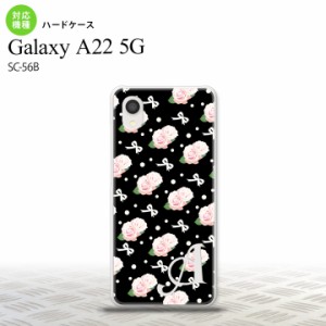 SC-56B Galaxy A22 スマホケース ハードケース 花柄 バラ リボン 黒 +アルファベット メンズ レディース nk-a22-257i