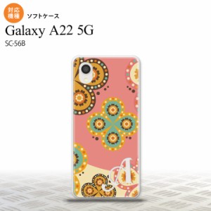 SC-56B Galaxy A22 スマホケース ソフトケース エスニック 花柄 ピンク ベージュ +アルファベット メンズ レディース nk-a22-tp1582i