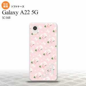 SC-56B Galaxy A22 スマホケース ソフトケース 花柄 バラ リボン ピンク +アルファベット メンズ レディース nk-a22-tp256i