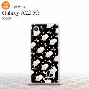 SC-56B Galaxy A22 スマホケース ソフトケース 花柄 バラ リボン 黒 +アルファベット メンズ レディース nk-a22-tp257i