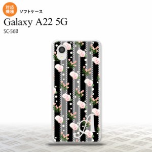 SC-56B Galaxy A22 スマホケース ソフトケース 花柄 バラ レース 黒 +アルファベット メンズ レディース nk-a22-tp259i