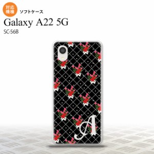 SC-56B Galaxy A22 スマホケース ソフトケース 花柄 バラ 編み 黒 +アルファベット メンズ レディース nk-a22-tp267i