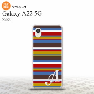 SC-56B Galaxy A22 スマホケース ソフトケース ボーダー ブルーブラウン +アルファベット メンズ レディース nk-a22-tp703i