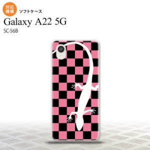 SC-56B Galaxy A22 スマホケース ソフトケース トカゲ 市松 ピンク メンズ レディース nk-a22-tp863