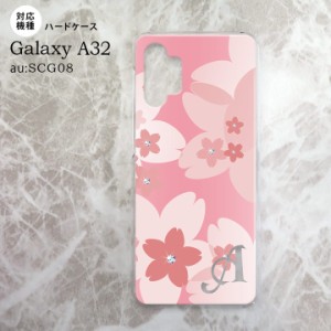 SCG08 Galaxy A32 ケース ハードケース 花柄 サクラ C ピンク +アルファベット nk-a32-062i