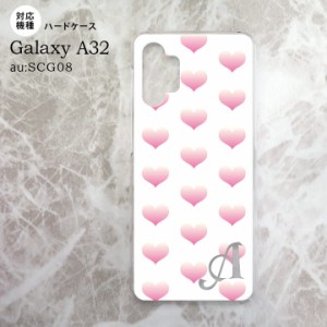 SCG08 Galaxy A32 ケース ハードケース ハート A 白 ピンク +アルファベット nk-a32-118i