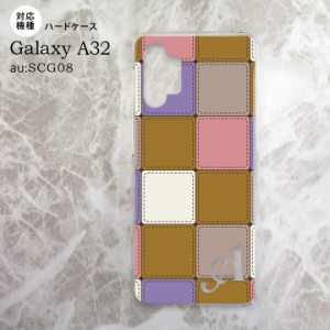 SCG08 Galaxy A32 ケース ハードケース パッチワーク ミックスC ベージュ +アルファベット nk-a32-1673i