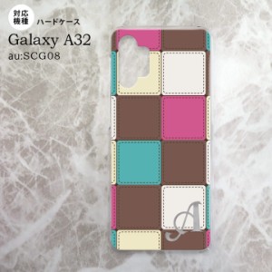 SCG08 Galaxy A32 ケース ハードケース パッチワーク ミックスE 茶 +アルファベット nk-a32-1675i