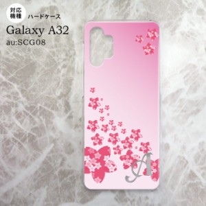 SCG08 Galaxy A32 ケース ハードケース 花柄 サクラ D ピンク +アルファベット nk-a32-184i