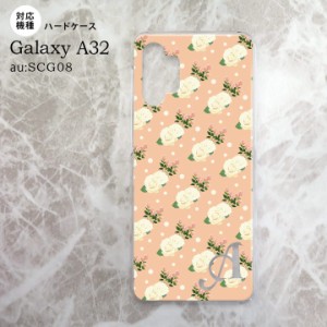SCG08 Galaxy A32 ケース ハードケース 花柄 バラ ドット ライトサーモン +アルファベット nk-a32-245i