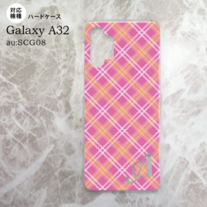 SCG08 Galaxy A32 ケース ハードケース チェック A ピンク +アルファベット nk-a32-433i
