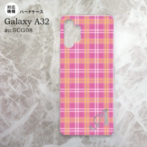 SCG08 Galaxy A32 ケース ハードケース チェック B ピンク +アルファベット nk-a32-434i