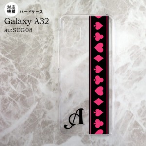 SCG08 Galaxy A32 ケース ハードケース トランプ 帯 黒 ピンク +アルファベット nk-a32-524i