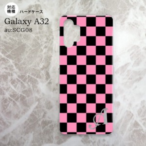 SCG08 Galaxy A32 ケース ハードケース スクエア 黒 ピンク +アルファベット nk-a32-762i