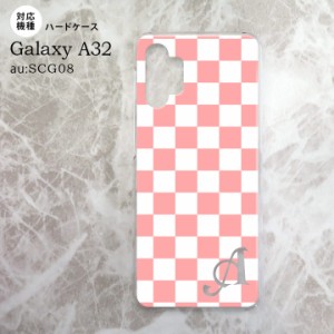 SCG08 Galaxy A32 ケース ハードケース スクエア 白 ピンク +アルファベット nk-a32-765i