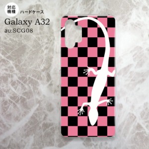 SCG08 Galaxy A32 ケース ハードケース トカゲ 市松 ピンク nk-a32-863
