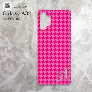 SCG08 Galaxy A32 ケース ハードケース 千鳥 格子 小 ピンク +アルファベット nk-a32-901i