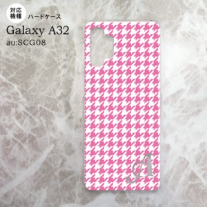 SCG08 Galaxy A32 ケース ハードケース 千鳥 格子 小 ピンク 白 +アルファベット nk-a32-902i