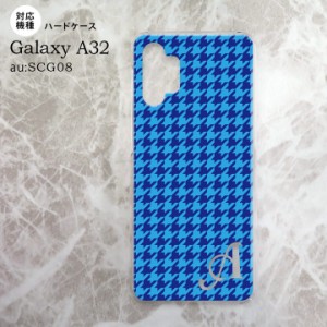 SCG08 Galaxy A32 ケース ハードケース 千鳥 格子 小 青 +アルファベット nk-a32-904i