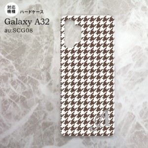 SCG08 Galaxy A32 ケース ハードケース 千鳥 格子 小 茶 白 +アルファベット nk-a32-911i