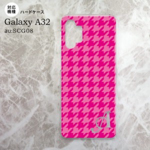 SCG08 Galaxy A32 ケース ハードケース 千鳥 格子 大 ピンク +アルファベット nk-a32-916i