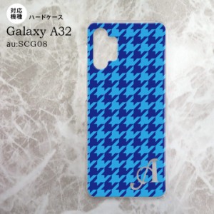 SCG08 Galaxy A32 ケース ハードケース 千鳥 格子 大 青 +アルファベット nk-a32-919i