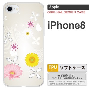 iPhone8 スマホケース カバー アイフォン8 花柄・ミックス（B） 白 nk-ip8-tp274