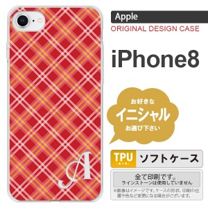 iPhone8 スマホケース ケース アイフォン8 イニシャル チェックA 赤 nk-ip8-tp431ini