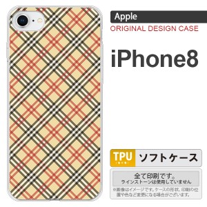 iPhone8 スマホケース カバー アイフォン8 チェックA ベージュ×赤 nk-ip8-tp445