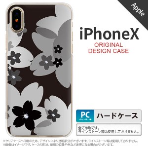 iPhoneX スマホケース カバー アイフォンX 花柄・サクラ 黒 nk-ipx-061