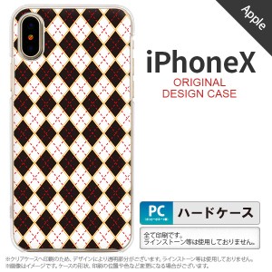 iPhoneX スマホケース カバー アイフォンX アーガイル 黒×赤 nk-ipx-1401