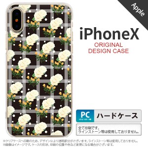 iPhoneX スマホケース カバー アイフォンX チェック・バラ 黒 nk-ipx-253