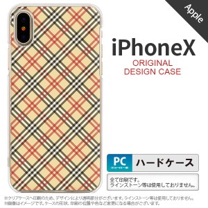 iPhoneX スマホケース カバー アイフォンX チェックA ベージュ×赤 nk-ipx-445