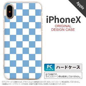 iPhoneX スマホケース カバー アイフォンX スクエア 白×青 nk-ipx-766